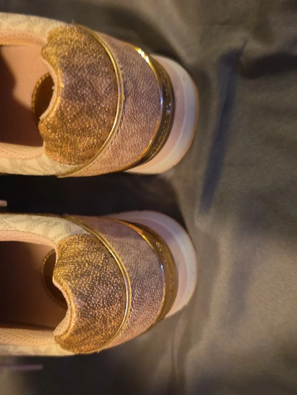 Michael Kors Pink and Gold Logo Accent Sneakers